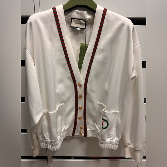 NWT Gucci GG Technical Jersey Cardigan in White - Picture 16 of 16